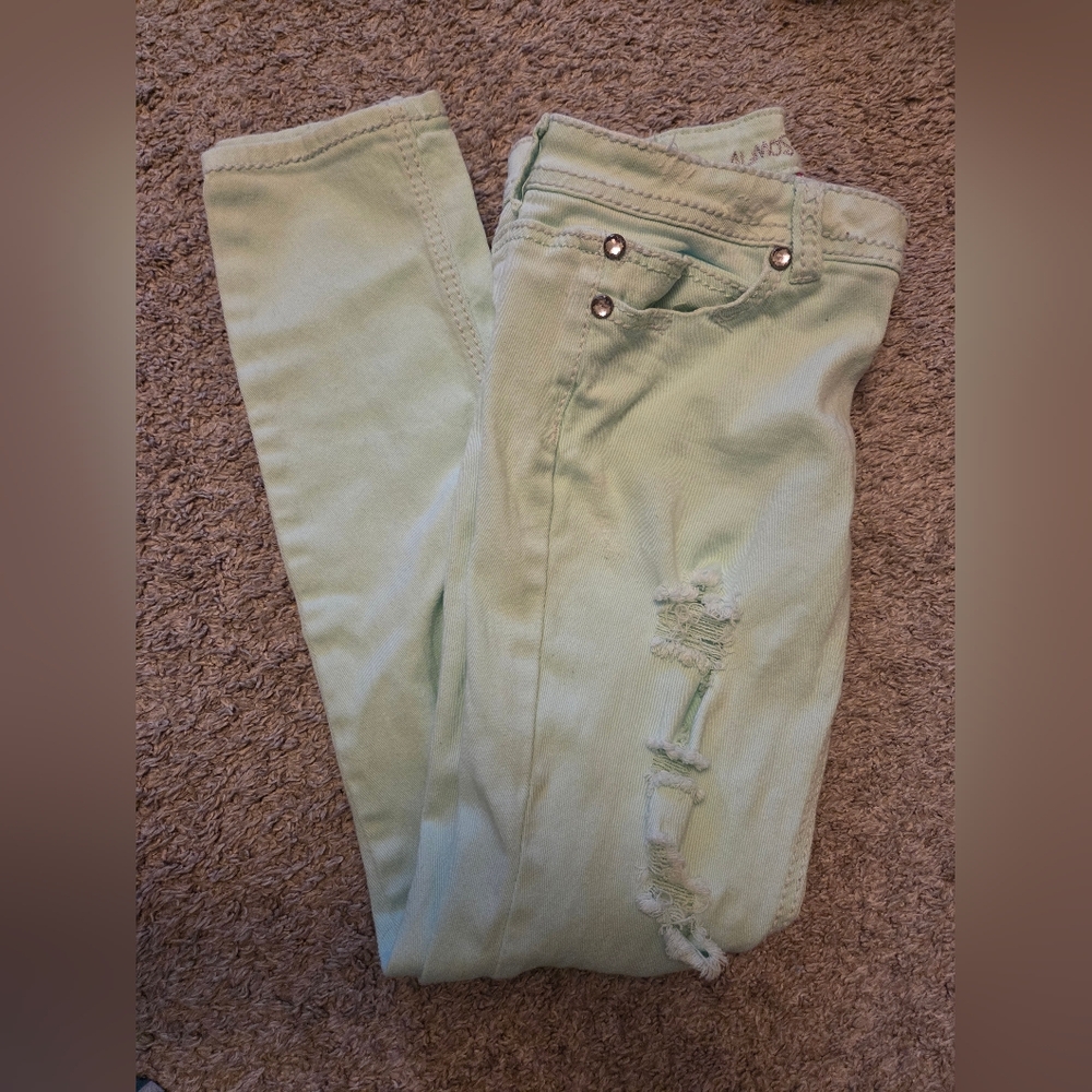 Almost Famous Mint Green Distressed Jeans